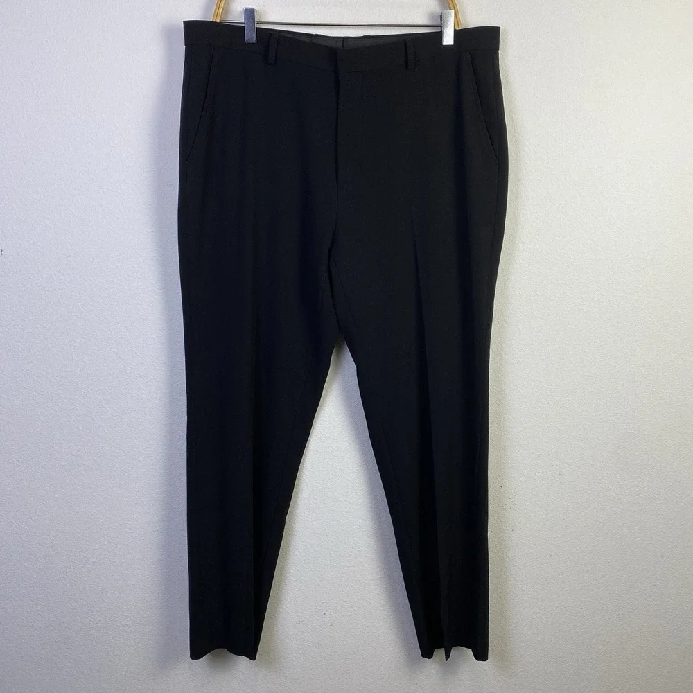 Calvin Klein Pants Men Black 36x30 Flat Front Straight Lightweight Slacks